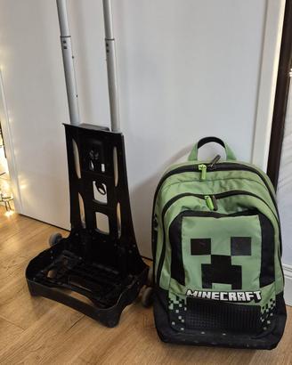 Zaino Trolley Minecraft + carrello staccabile