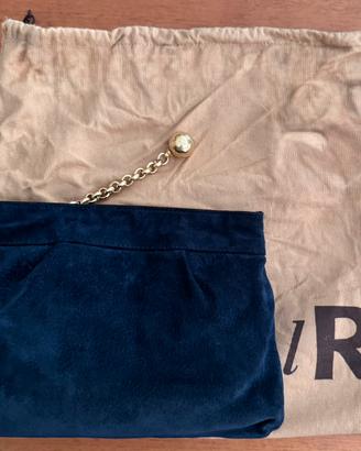 Borsetta sacchetto blu catena colore oro