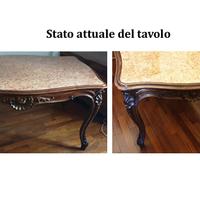 Tavolo in stile Luigi XVI con piano in marmo