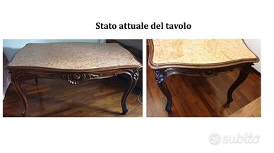 Tavolo in stile Luigi XVI con piano in marmo