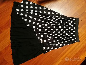 Gonna pois bianca e nera taglia unica