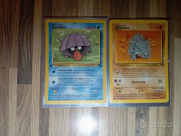 Lotto 2 carte Pokemon 1ª Ed, Shellder e Rhyhorn