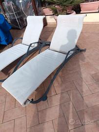 N.2 sdraio/lettini in alluminio, telo impermeabile