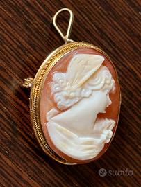 Cameo antico spilla ciondolo vintage conchiglia