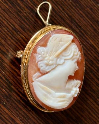 Cameo antico spilla ciondolo vintage conchiglia