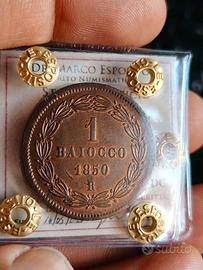 1 BAIOCCO 1850 QFDC PERIZIATO STATO PONTIFICIO