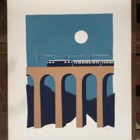 serigrafia originale anni 70 sogg Treno
