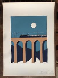 serigrafia originale anni 70 sogg Treno