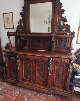Salotto fine 800 tavolo sedie mobile specchio e cr