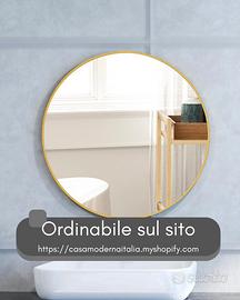 Specchio Rotondo a Parete da Bagno in Vetro