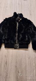 Giacca di pelliccia di lapin nera taglia M