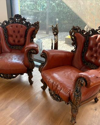 2 Poltrone  stile barocco francese 