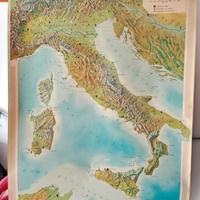 CARTA GEOGRAFICA ITALIA ANNI 60