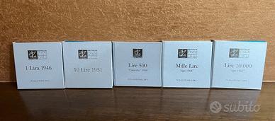 Collezione Lingottini: 1-10-500-1000-10000 Lire Ag