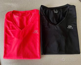 2 maglie donna tessuto tecnico Decathlon tg S