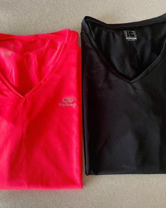 2 maglie donna tessuto tecnico Decathlon tg S
