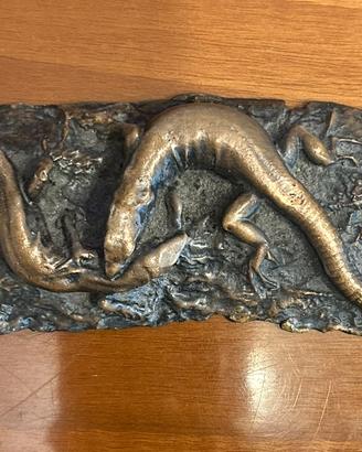 SCULTURA IN BRONZO LUCERTOLE