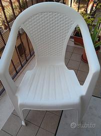 Sedie da giardino/balcone bianche effetto rattan
