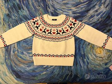 Maglione bianco con renne cuori ovs bambina