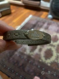 Bracciale Fendi Selleria in pelle grigia