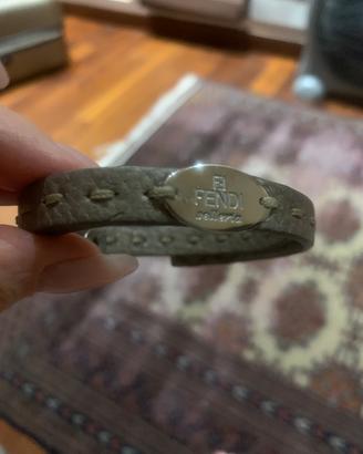Bracciale Fendi Selleria in pelle grigia