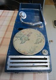 grammofono portatile a manovella, interamente mecc