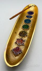 Porta Incenso 7 Chakra Barchetta oro