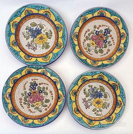 Set 4 Piatti Vintage Ceramica Onestini Craquelè