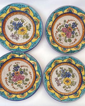 Set 4 Piatti Vintage Ceramica Onestini Craquelè