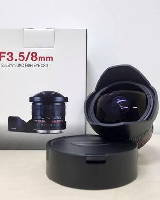 Samyang 8mm fisheye attacco Nikon DX