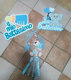 Set Fiocco Nascita + 2 Scritte Polistirolo Battesi