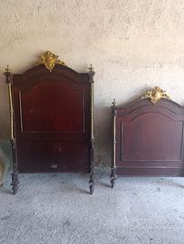 Letto Matrimoniale  Anni 30 con Fregi in Ottone