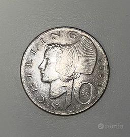 Moneta 10 Schilling 1965 Austria in argento