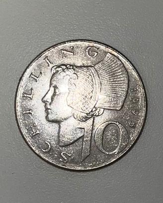 Moneta 10 Schilling 1965 Austria in argento
