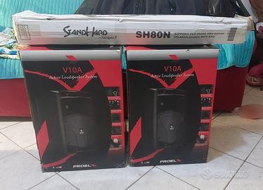 2 casse PROEL V10A+cassa spia+2 supporti con borsa