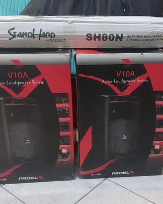 2 casse PROEL V10A+cassa spia+2 supporti con borsa