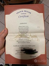 Garanzia originale orologio frank muller