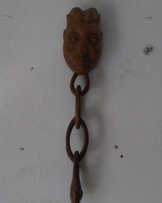 MASCHERA ETNICA IN LEGNO INTARSIATO ANNI 70