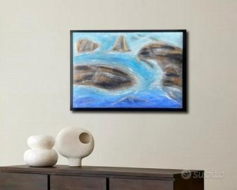 QUADRO ASTRATTO MATERICO DIPINTO A MANO  “Le Isole