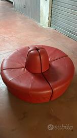 Pouf circolare rosso pelle scomponibile 140cm