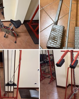 4 attrezzi palestra d'epoca in blocco