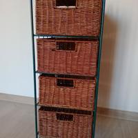 mobiletto in ferro e vimini