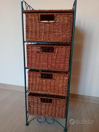 mobiletto in ferro e vimini