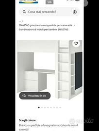 Struttura letto a soppalco cameretta Ikea SMASTAD