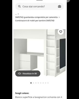 Struttura letto a soppalco cameretta Ikea SMASTAD
