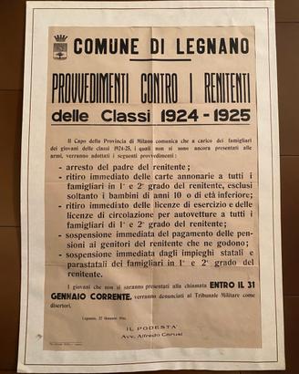 Manifesto Storico 1944 Podestà - Comune di Legnano
