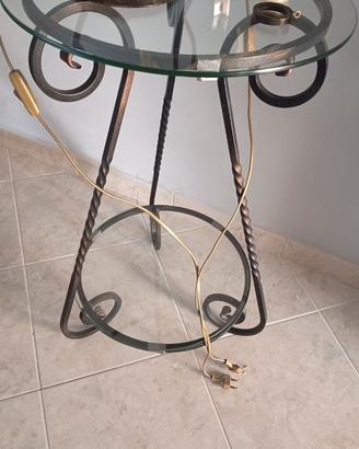 Tavolino lampadario e lumetti in ferro battuto