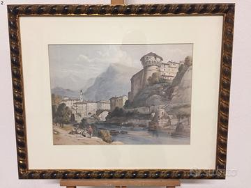 Stampa Castello Rovereto e ponte S. Maria