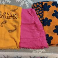 Mix di sciarpe giallo, fucsia, senape e blu scuro