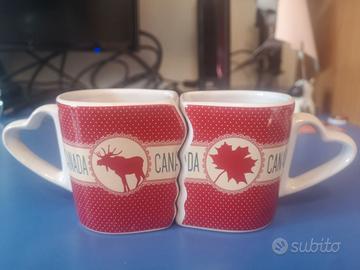 Set 2 Tazze Canada Cuore Ceramica